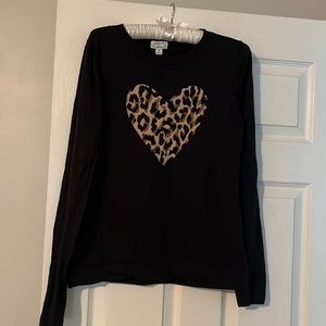J Crew Sweater with cheetah heart